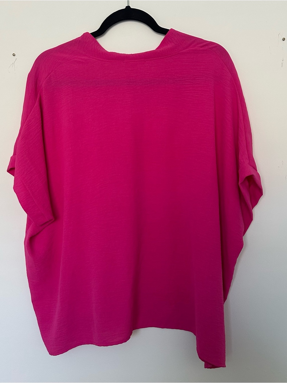 Dolman V-Neck Tunic Top in Bright Pink - Picture 3 of 4